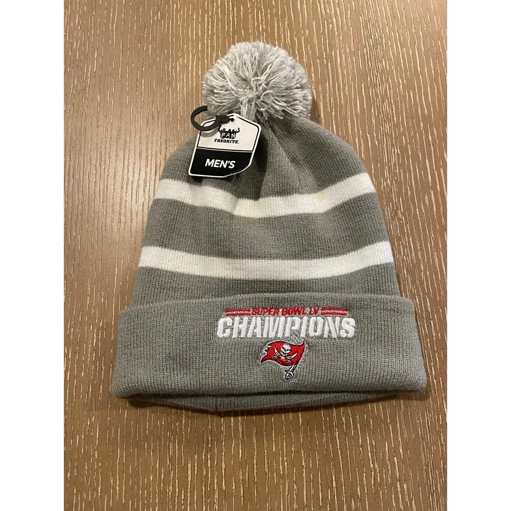 Tampa Bay Buccaneers Super Bowl LV Champion Beanie Knit Hat Pom Cuffed New Adult